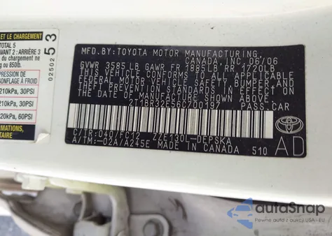 2006 Toyota Corolla S from USA, damaged, VIN 2T1BR32E56C700197